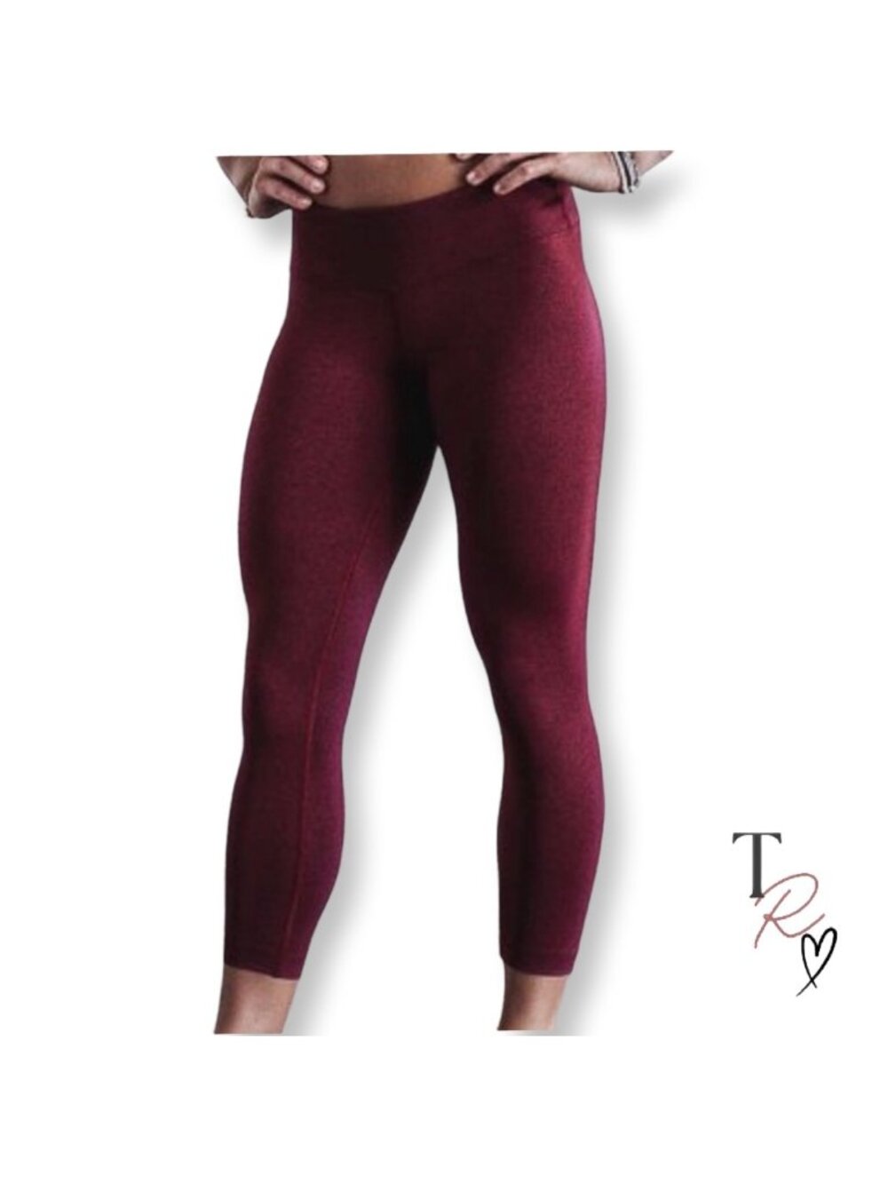 NOBULL Mid Rise Cropped Workout Crossfit Leggings Heathered Red Size Large
